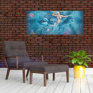 Kép - Sellő delfinekkel (120x50 cm)