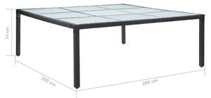 VidaXL fekete polyrattan kerti étkezőasztal 200 x 200 x 74 cm
