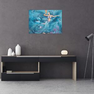 Kép - Sellő delfinekkel (70x50 cm)