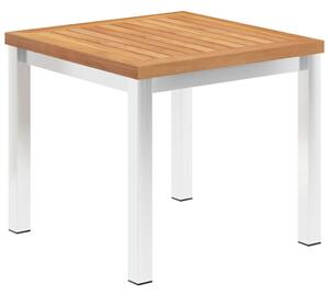 VidaXL tömör tíkfa és rozsdamentes acél kerti kisasztal 45x45x38 cm