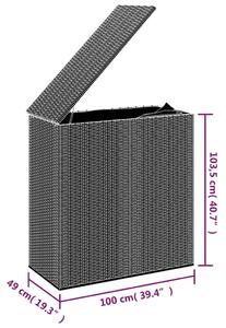 VidaXL fekete polyrattan kerti párnatartó doboz 100 x 49 x 103,5 cm