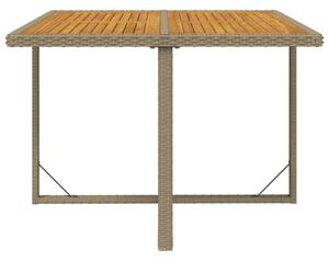 VidaXL bézs polyrattan és tömör akácfa kerti asztal 109 x 107 x 74 cm