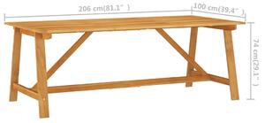VidaXL tömör akácfa kerti étkezőasztal 206 x 100 x 74 cm