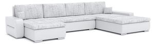 TORONTO U alakú kinyitható kanapé Világos szürke / fehér ökobőr Jobb
