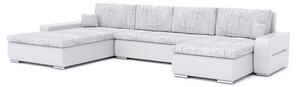 TORONTO U alakú kinyitható kanapé Világos szürke / fehér ökobőr Bal