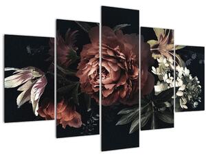 Kép - sötét virágok (150x105 cm)