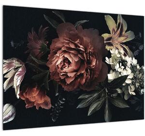 Kép - sötét virágok (70x50 cm)