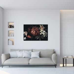 Kép - sötét virágok (90x60 cm)