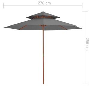 VidaXL antracitszürke kétszintes napernyő fa rúddal 270 cm