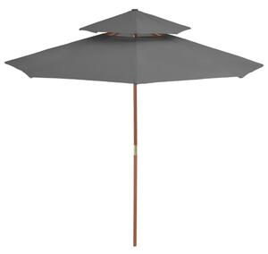 VidaXL antracitszürke kétszintes napernyő fa rúddal 270 cm