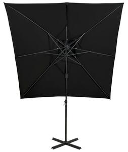 VidaXL fekete dupla tetejű konzolos napernyő 250 x 250 cm