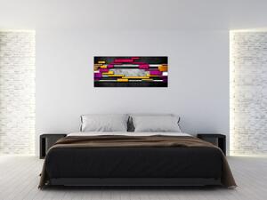 Egy kép a színes absztrakció fekete alapon (120x50 cm)