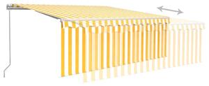 VidaXL sárga és fehér kézzel kihúzható napellenző redőnnyel 4,5 x 3 m