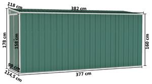VidaXL zöld acél falhoz erősíthető kerti fészer 118 x 382 x 178 cm