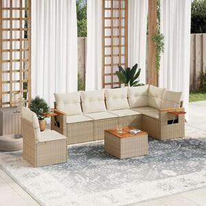 VidaXL Polyrattan Kerti Ülőgarnitúra - 7 részes - Bézs
