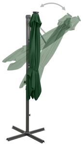 VidaXL zöld konzolos napernyő rúddal és LED-fényekkel 300 cm