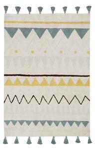 Krémszínű mosható kézi szövésű pamut gyerek szőnyeg 120x160 cm Azteca Vintage Blue – Lorena Canals