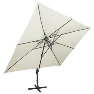 VidaXL homokszínű dupla tetejű konzolos napernyő 400 x 300 cm