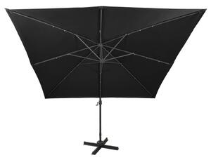 VidaXL fekete konzolos napernyő rúddal és LED-fényekkel 300 cm