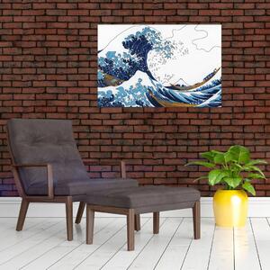 Kép - japán rajz, hullámok (90x60 cm)