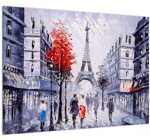 Egy párizsi utca képe, olajfestmény (70x50 cm)