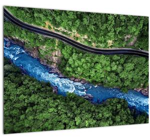 Kép - folyó a hegyek között, Kaukázus, Oroszország (70x50 cm)