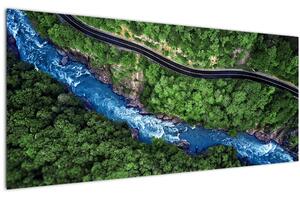 Kép - folyó a hegyek között, Kaukázus, Oroszország (120x50 cm)