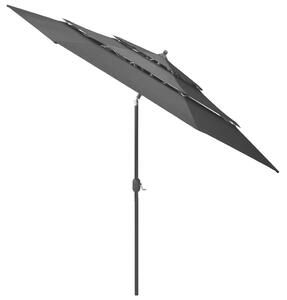 VidaXL 3 szintes antracitszürke napernyő alumíniumrúddal 3 m