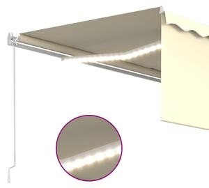 VidaXL krémszínű LED-es kézzel kihúzható napellenző redőnnyel 4 x 3 m