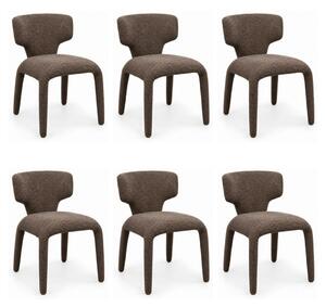 King Home Apulia Szék Szett Poliszter Barna / Taupe Strukturált Kárpit 6 Darabos