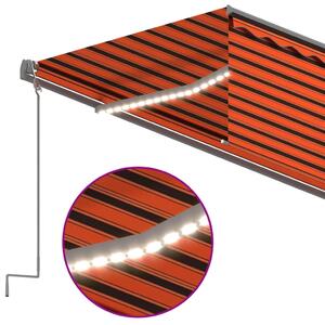 VidaXL narancssárga-barna kihúzható LED-es napellenző redőnnyel 6x3 m