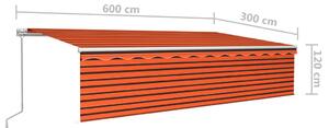 VidaXL narancs és barna kézzel kihúzható napellenző redőnnyel 6 x 3 m