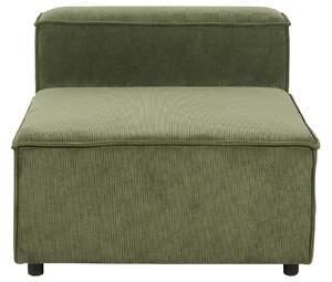 Kombinálható háromszemélyes zöld kordbársony kanapé ottománnal APRICA
