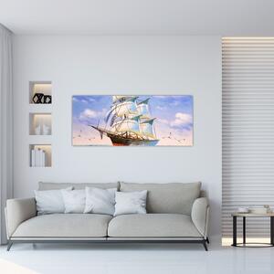Kép egy hajóról a hullámokon (120x50 cm)