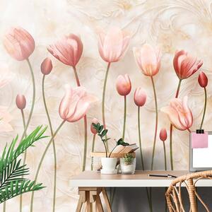 Öntapadó tapéta rózsaszínű tulipánok