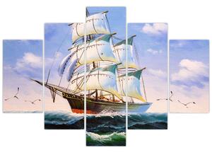 Kép egy hajóról a hullámokon (150x105 cm)