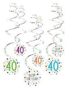 Konfettis Happy Birthday 40 szalag dekorációs szett 6 db-os