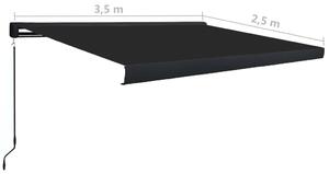 VidaXL antracitszürke manuális kazettás napellenző 350 x 250 cm