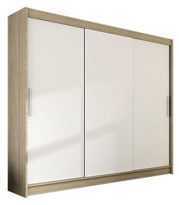Nagy ASTON II gardróbszekrény sonoma tölgy/fehér színben, szélessége 250 cm