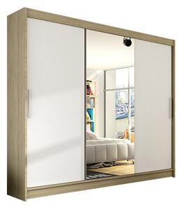 Nagy ASTON I gardróbszekrény sonoma tölgy/fehér színben, szélessége 250 cm