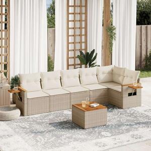 VidaXL Polyrattan Kerti Ülőgarnitúra - 7 részes - Bézs