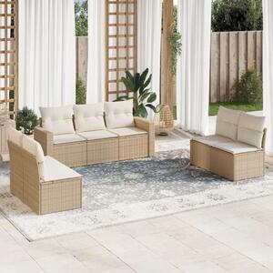 VidaXL Polyrattan Kerti Ülőgarnitúra - 7 részes - Bézs