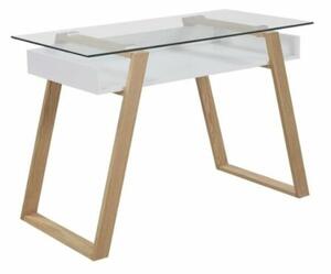SalesFever Venia íróasztal üveglappal, fehér-tölgy, 110 cm