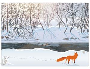 Kép - róka a téli tájban (70x50 cm)