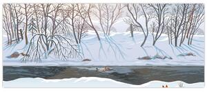 Kép - róka a téli tájban (120x50 cm)