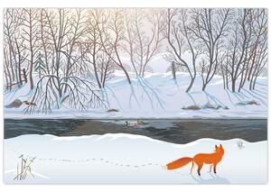 Kép - róka a téli tájban (90x60 cm)