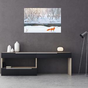 Kép - róka a téli tájban (90x60 cm)