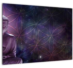 Kép - Buddha az élet virágaival (üvegen) (70x50 cm)