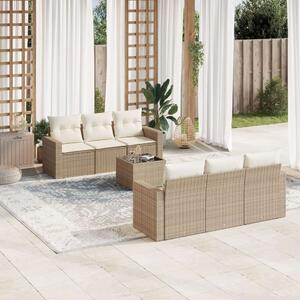 VidaXL Polyrattan Kerti Ülőgarnitúra - 7 részes - Bézs
