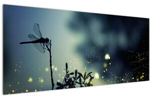 Kép - szitakötő a csillogó éjszakában (120x50 cm)
